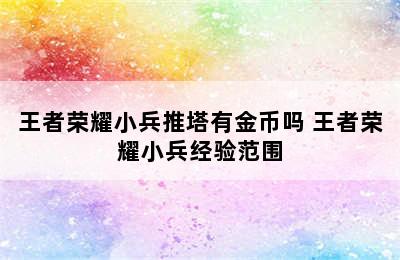 王者荣耀小兵推塔有金币吗 王者荣耀小兵经验范围